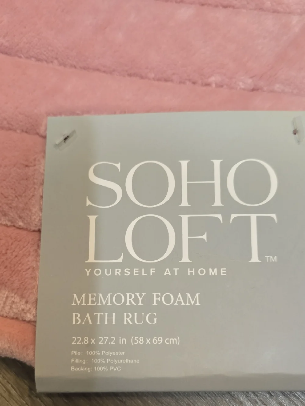 Soho Loft Pink Heart-Shaped Plush Memory Foam Bath Rug